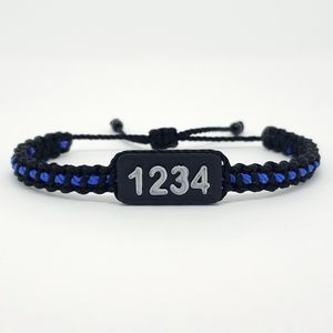 Police Thin blue line badge  bracelet, officer bracelet with badge number
